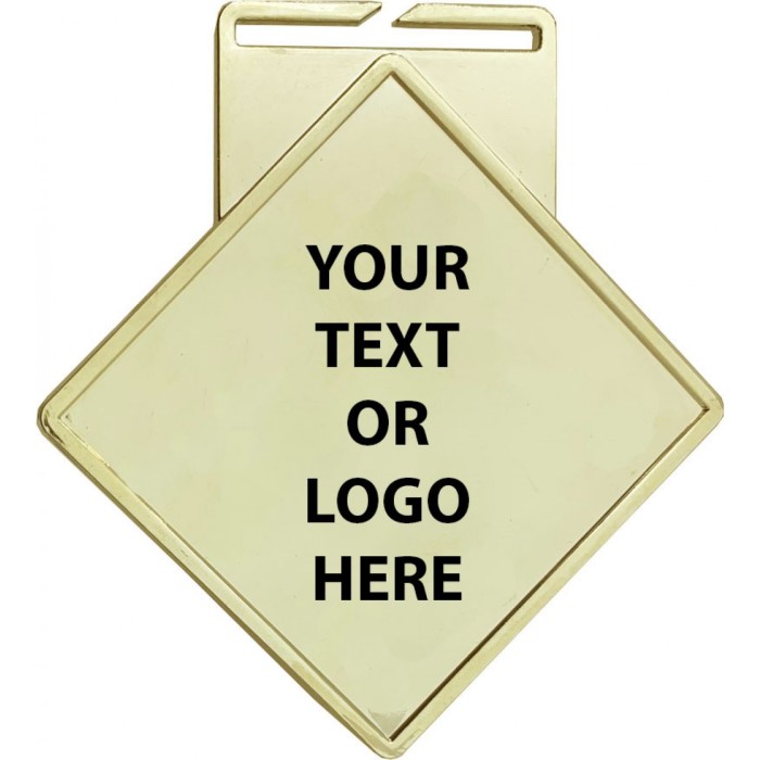 90MM DIAMOND MEDAL (3MM THICK) - GOLD, SILVER OR BRONZE - DOMED